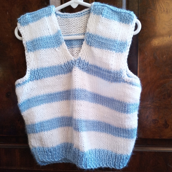 handmade Other - Handmade crochet vest stripe blue toddler 18-24 months